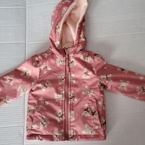 Sweet Stories Dusty Pink Teddy Bear Hooded Fleece Lined Baby Girl Jacket 6 mos
